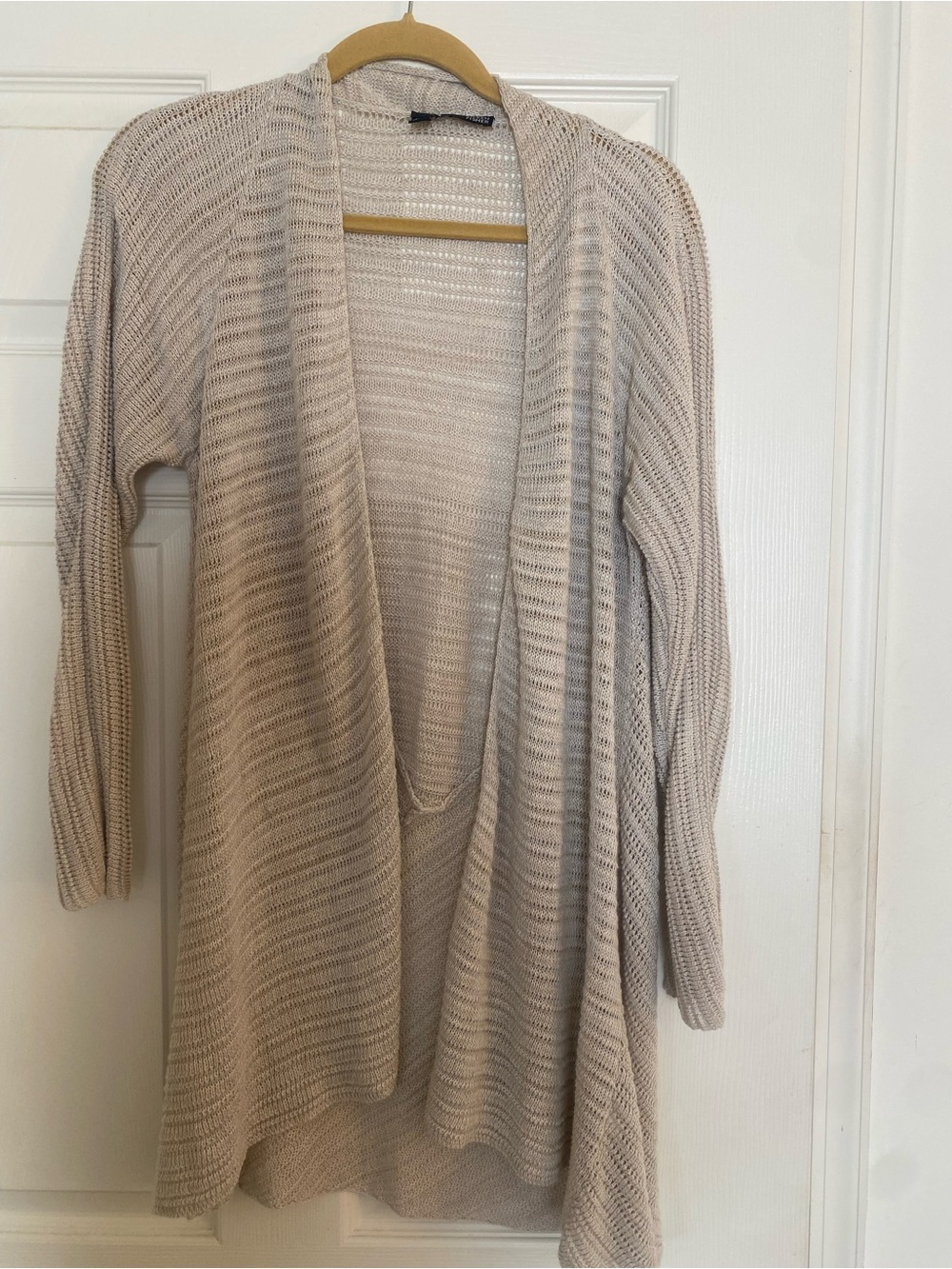 Eileen Fisher Beige Open-Front Lightweight Knit Cardigan